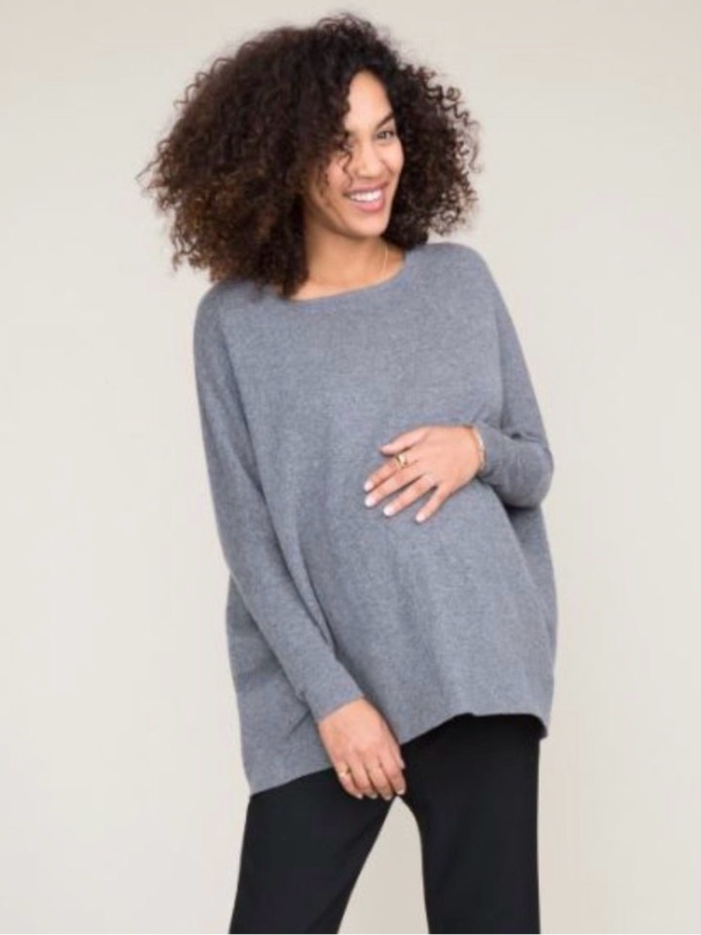 Hatch Nadine Cashmere Sweater Top Gray OSFA Maternity Quiet Luxury